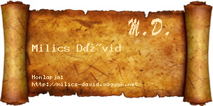 Milics Dávid névjegykártya