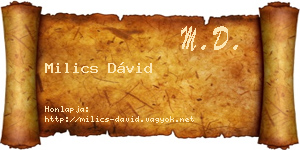 Milics Dávid névjegykártya